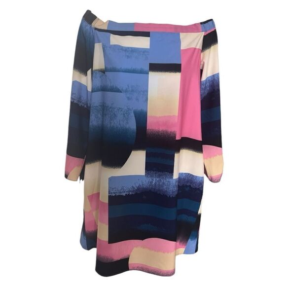 NICOLLER MILLER New York Off The Shoulder Multicolor Dress Size 6 - Picture 3 of 6